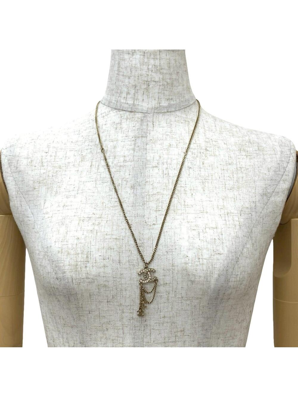 Chanel Cc Logo Pendant Necklace Metal #215786C11B